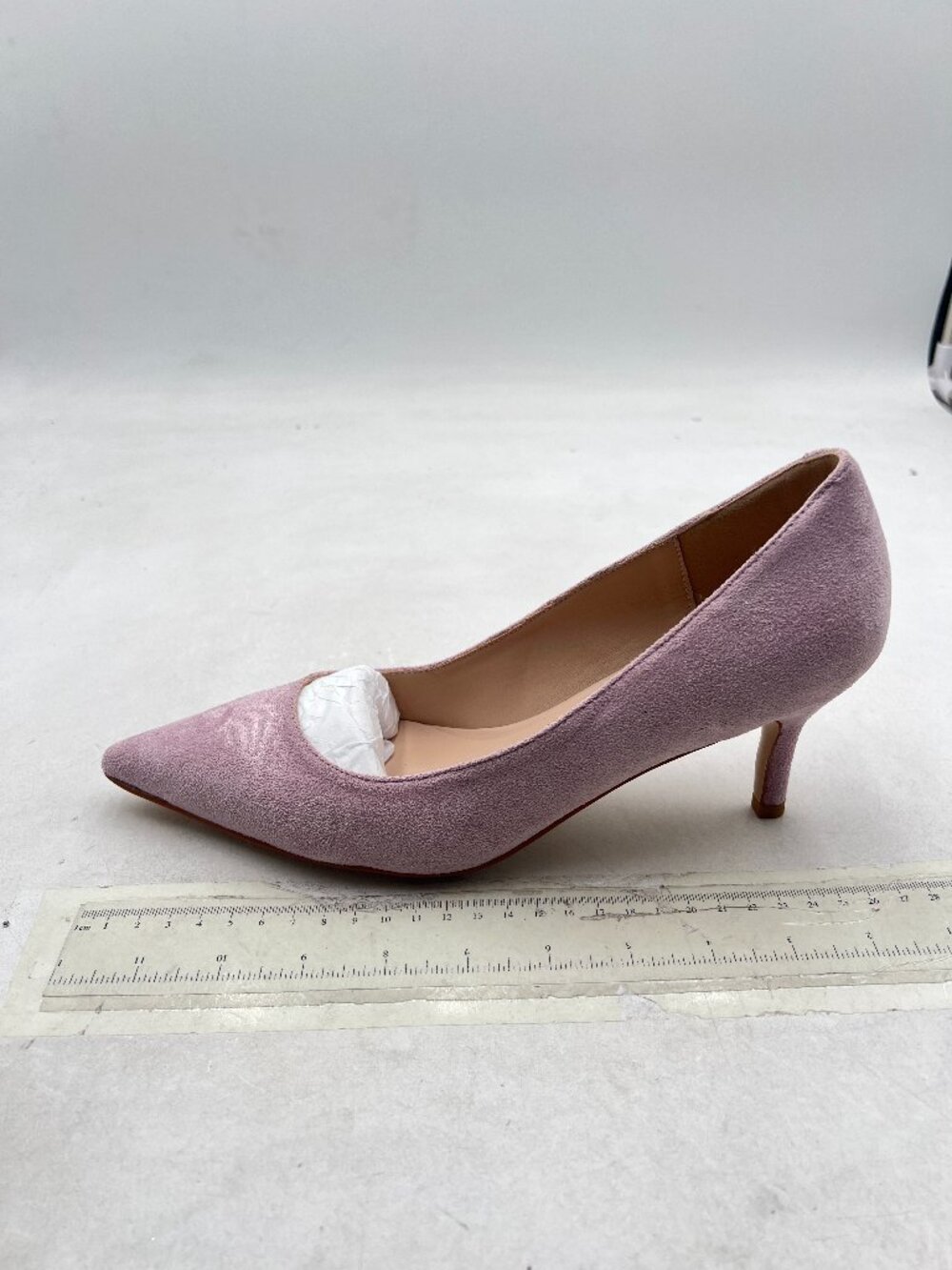 Light Pink Kitten Heel Pumps Pointed Toe Dress Shoes for Office Lady Soft Suede